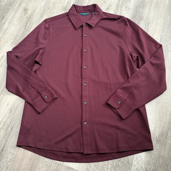 Perry Ellis Shirt Mens Size XL Long Sleeve Wine Burgundy Slim Fit - Picture 1 of 6